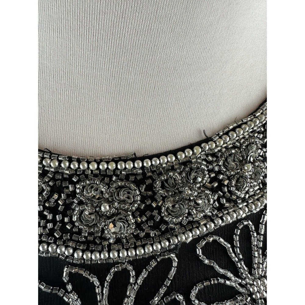 *Flawed* Vintage Laurence Kazar Silk Beaded Embellished Top Black Plus Size 3X - Picture 9 of 12